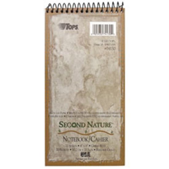 Picture of TOPS Second Nature 100% Recycled Reporters Notebook, 4in x 8in, 1 Subject, Gregg Ruled, 70 Sheets, White