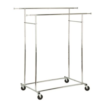 Picture of Honey-Can-Do Double Commercial Garment Rack, 67inH x 31 1/2inW x 74 1/2inD, Chrome