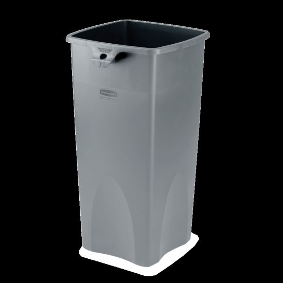 Picture of Rubbermaid Square Plastic Trash Container, 23 Gallons, 31inH x 15-1/2inW x 16-1/2inD, Gray