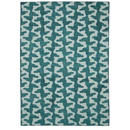 Picture of Linon Washable Outdoor Area Rug, Scobey, 2ft x 3ft, Aqua/Green