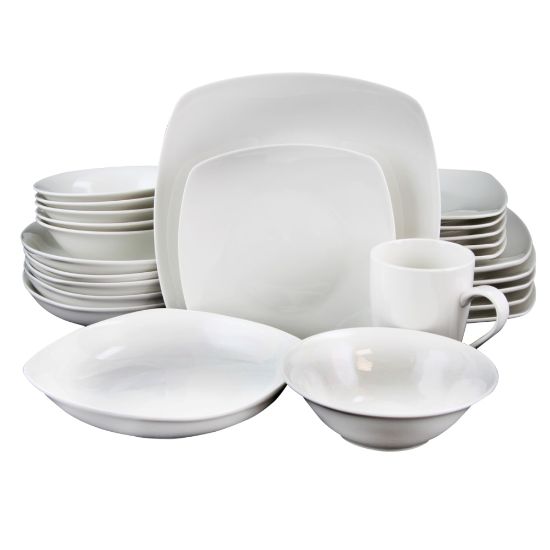 Picture of Gibson Home Hagen 30-Piece Square Dinnerware Set, White