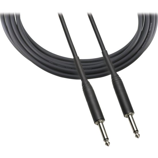 Picture of Audio-Technica 1/4in - 1/4in Phone Plug Instrument Cable. 10ft (3.0 m) Length - 10 ft 6.35mm Audio Cable for Audio Device, Microphone - First End: 1 x 6.35mm Audio - Male - Second End: 1 x 6.35mm Audio - Male - Shielding - Black