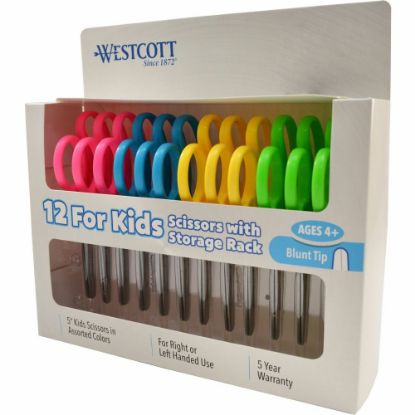 Picture of Westcott 5in Kids Blunt Tip Scissors - 1.75in Cutting Length - 5in Overall Length - Straight-left/right - Stainless Steel - Blunted Tip - Assorted - 12 / Box