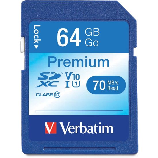 Picture of Verbatim Premium UHS-I Class 10 SDXC Memory Card, 64GB