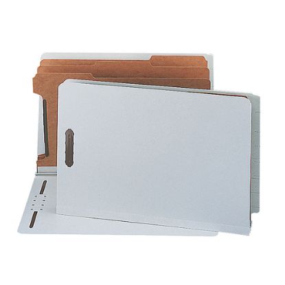 Picture of Smead End-Tab Classification Folders, 3in Expansion, 3 Dividers, 8 1/2in x 14in, Legal, 60% Recycled, Gray/Green, Box of 10