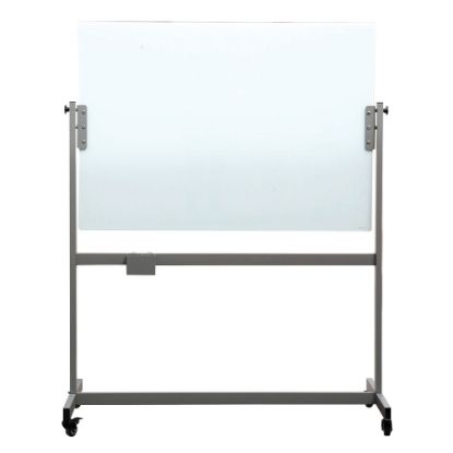 Picture of U Brands Magnetic Glass Dry-Erase Board Rolling Easel, 48in X 36in, White Frosted Surface, Actual Size 47in X 35in (2368U00-01)