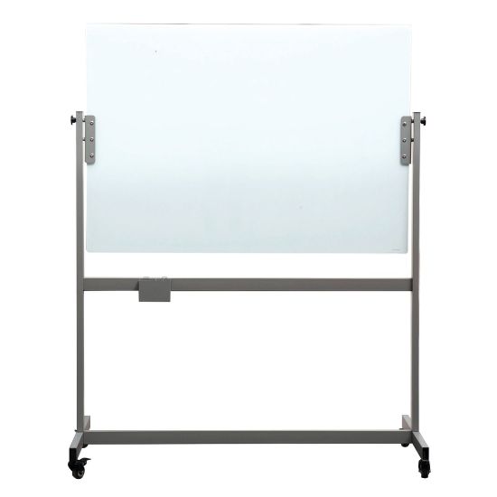 Picture of U Brands Magnetic Glass Dry-Erase Board Rolling Easel, 48in X 36in, White Frosted Surface, Actual Size 47in X 35in (2368U00-01)