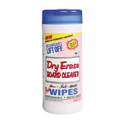 Picture of Motsenbockers Lift-Off Dry-Erase Cleaner Wipes, 7in x 12in, Canister Of 30 Wipes