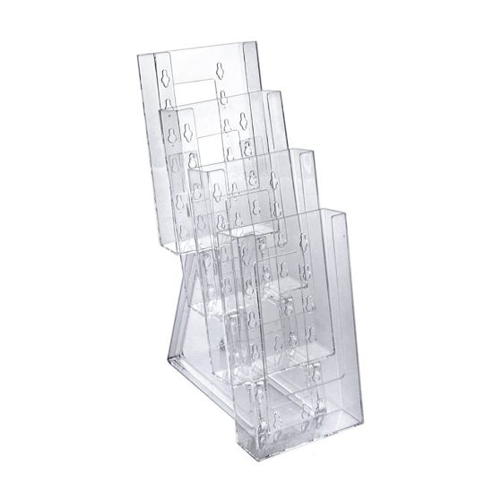 Picture of Azar Displays 4-Pocket Crystal Styrene Tiered Modular Brochure Holders, 13 1/4inH x 4 1/2inW x 7 1/2inD, Clear, Pack Of 2