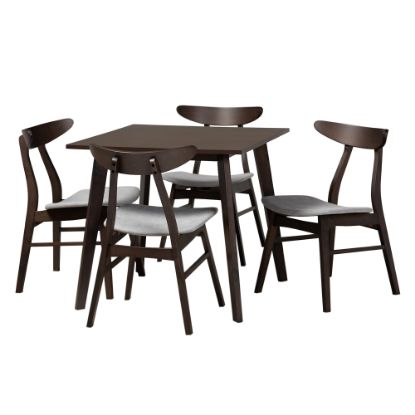 Picture of Baxton Studio Britte Dining Set, 29-9/16inH x 31-1/2inW x 31-1/2inD, Light Gray/Dark Brown