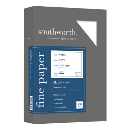 Picture of Southworth 100% Cotton Business Paper, 8 1/2in x 11in, 24 Lb, 100% Recycled, White, Box Of 500