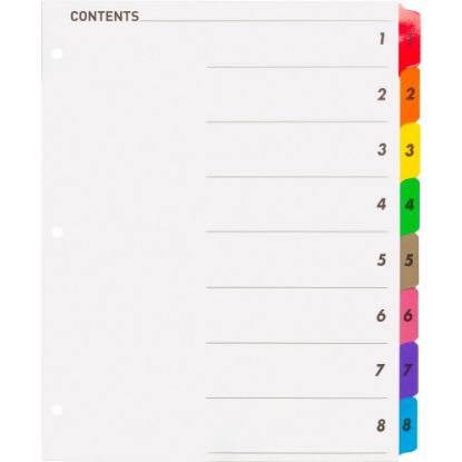 Picture of Sparco Quick Index Dividers With Table Of Contents Page, 1-8, White