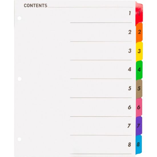 Picture of Sparco Quick Index Dividers With Table Of Contents Page, 1-8, White