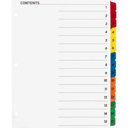 Picture of Sparco Quick Index Dividers With Table Of Contents Page, 1-15