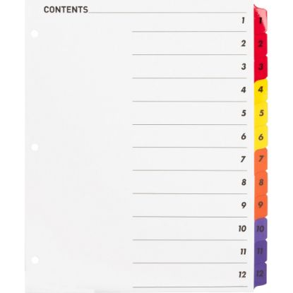 Picture of Sparco Quick Index Dividers With Table Of Contents Page, 1-12