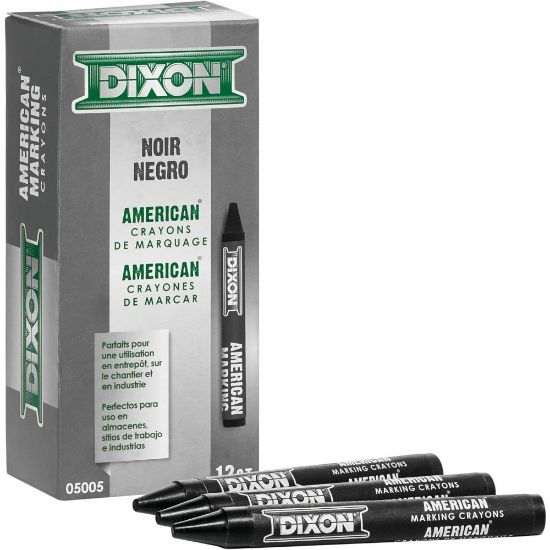 Picture of Dixon Long-Lasting Marking Crayons, 5in, Black, Pack of 12