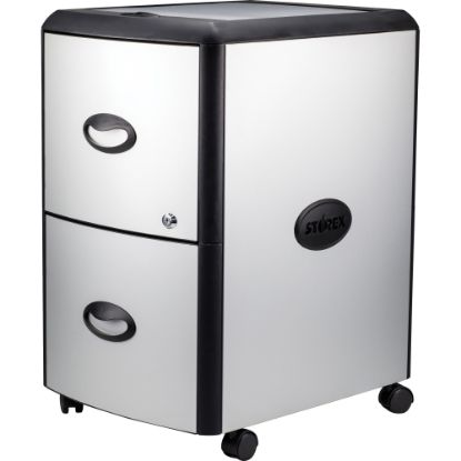 Picture of Storex 18inD Vertical Mobile File Cabinet, Platinum/Gray