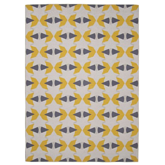 Picture of Linon Washable Outdoor Area Rug, Margo, 7ft x 9ft, Ivory/Yellow