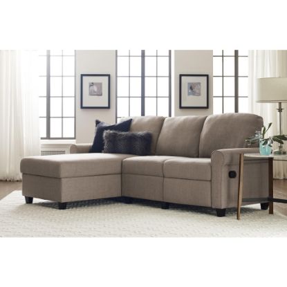 Picture of Serta Copenhagen Reclining Sectional With Storage Chaise, Left, Warm Oatmeal/Espresso