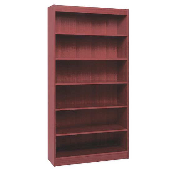 Picture of Lorell Veneer Modular Shelving Bookcase, 6-Shelf, 72inH x 36inW x 12inD, Mahogany