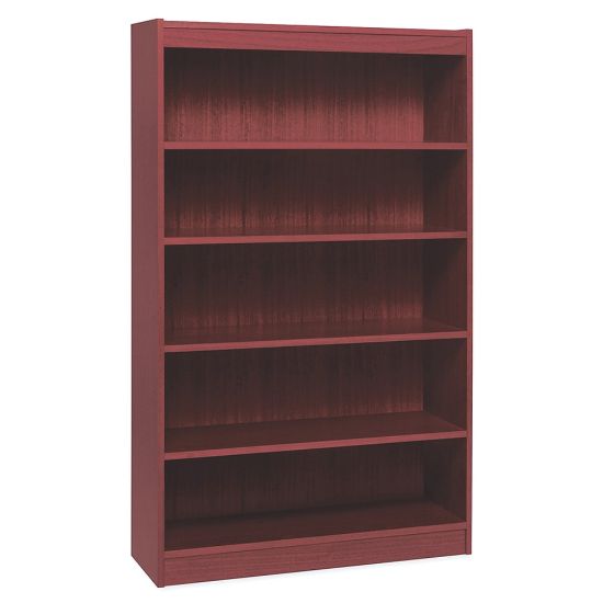 Picture of Lorell Veneer Modular Shelving Bookcase, 5-Shelf, 60inH x 36inW x 12inD, Mahogany