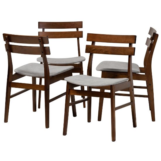 Picture of Baxton Studio Devlin Dining Chairs, Light Gray/Walnut, Set Of 4 Chairs