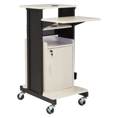 Picture of Oklahoma Sound? Premium Plus Presentation Cart With Storage Cabinet, Ivory/Black