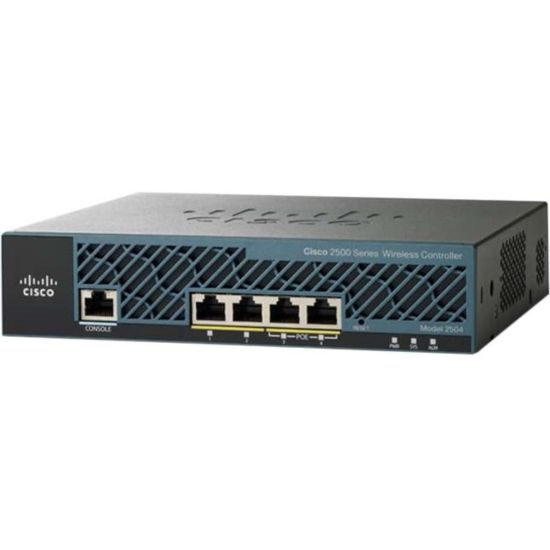 Picture of Cisco Aironet 2504 Wireless LAN Controller - 4 x Network (RJ-45) - Ethernet, Fast Ethernet, Gigabit Ethernet - PoE Ports - Rack-mountable, Desktop