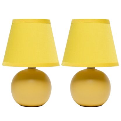 Picture of Simple Designs  Mini Ceramic Globe Table Lamp, 8.66inH, Yellow, 2pk