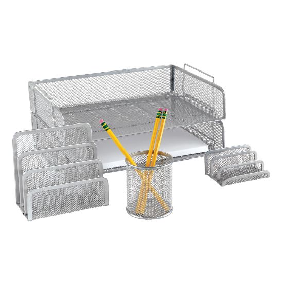 Picture of Brenton Studio Silver Mesh Desk Accessory Set