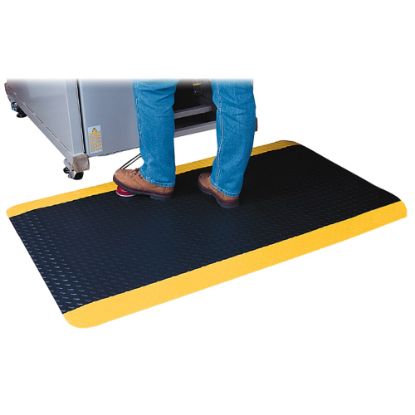 Picture of Genuine Joe Safe Step Anti-Fatigue Mat, 3ft x 5ft, Black/Yellow