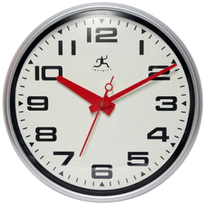 Picture of Infinity Instruments Round Wall Clock, 15in, Silver/White