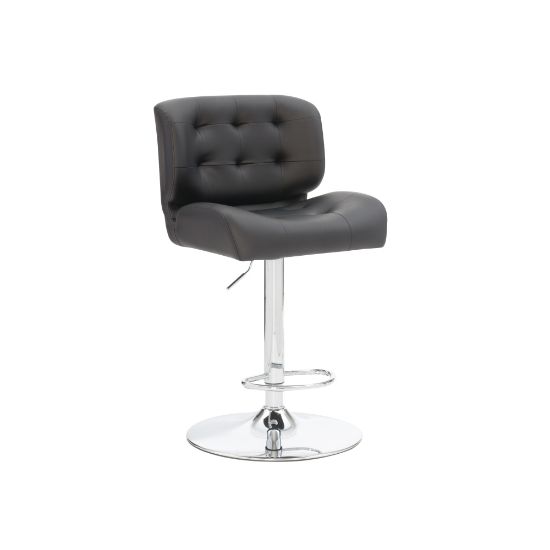 Picture of Powell Quimby Adjustable Faux Leather Bar Stool With Back, Black/Chrome