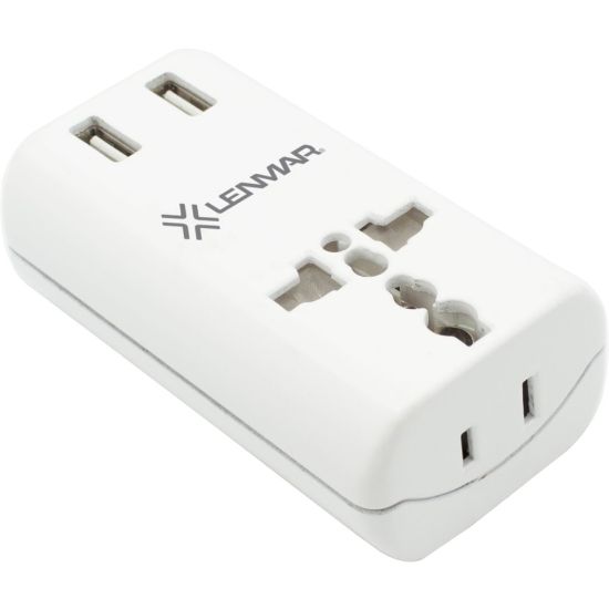 Picture of Lenmar Ultracompact All-in-One Travel Adapter With USB Port, White, LENAC150USBW