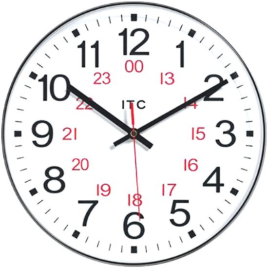 Picture of Infinity Instruments Round Wall Clock, 12in, Black/White/Red