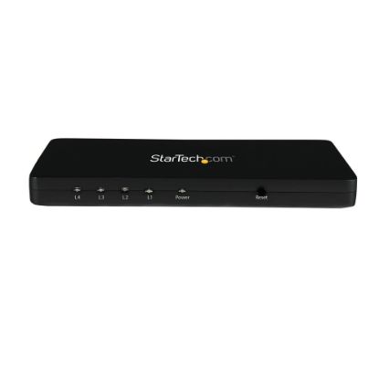 Picture of StarTech.com 4K HDMI Splitter - 4k 30Hz - 4 Port - Aluminum - Backward Compatible - HDMI Multi Port - HDMI Hub - Displays the same image w/ sound on 4 screens - Splits an HDMI video signal up to dual HD/ 4K 30Hz