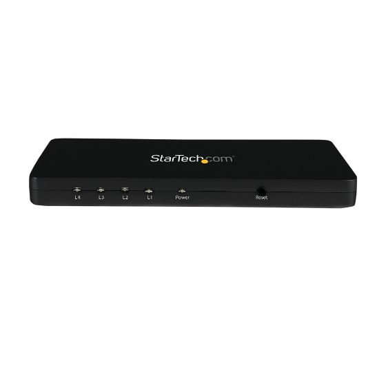 Picture of StarTech.com 4K HDMI Splitter - 4k 30Hz - 4 Port - Aluminum - Backward Compatible - HDMI Multi Port - HDMI Hub - Displays the same image w/ sound on 4 screens - Splits an HDMI video signal up to dual HD/ 4K 30Hz