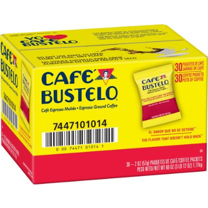 Picture of Cafe Bustelo Espresso Coffee Single-Serve Packets, Dark Roast, 2 Oz Per Bag, Carton Of 30 Bags