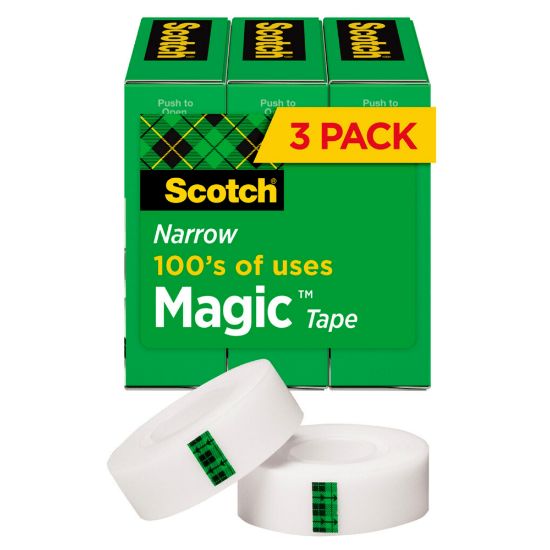 Picture of Scotch Magic Tape, Invisible, 1/2 in x 1296 in, 3 Tape Rolls, Clear, Home Office and School Supplies