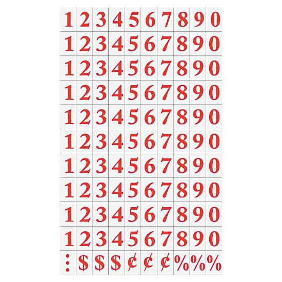 Picture of MasterVision Magnetic Numbers & Symbols, 3/4in x 1/2in, Red, Pack Of 112