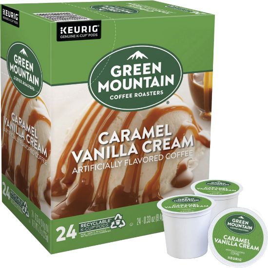 Picture of Green Mountain Coffee Single-Serve Coffee K-Cup, Caramel Vanilla Cream, Carton Of 96, 4 x 24 Per Box