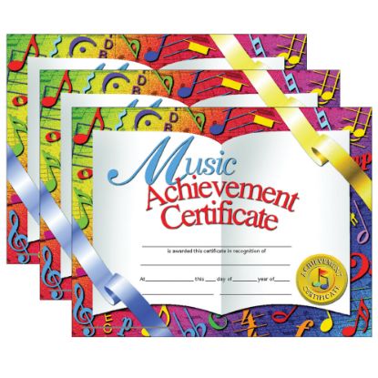 Picture of Hayes Certificates, 8-1/2in x 11in, Music Achievement, Rainbow, 30 Certificates Per Pack, Set Of 3 Packs