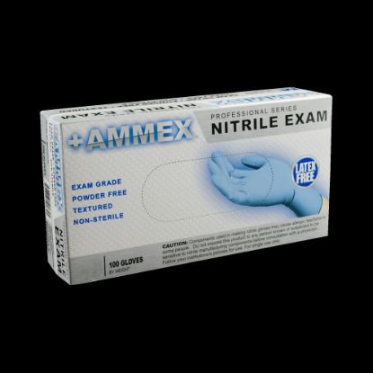 Picture of Ammex Professional Disposable Powder-Free Nitrile Exam-Grade Gloves, Small, Blue, Box Of 100 Gloves