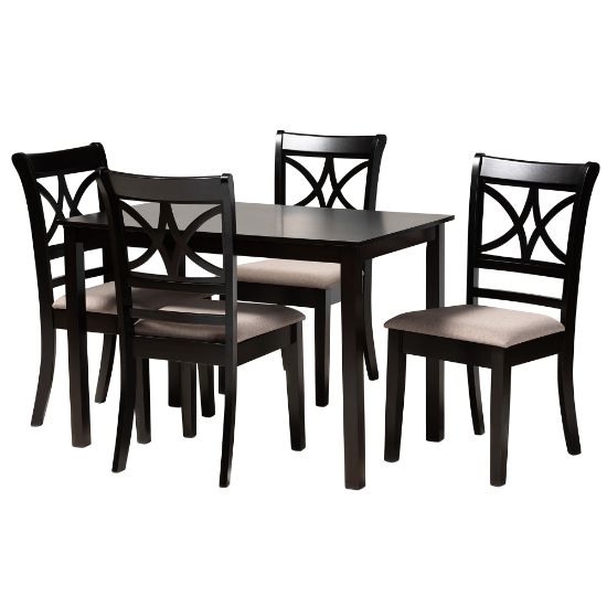 Picture of Baxton Studio Clarke 5-Piece Dining Set, 29-1/8inH x 43-5/16inW x 27-9/16inD, Sand/Espresso