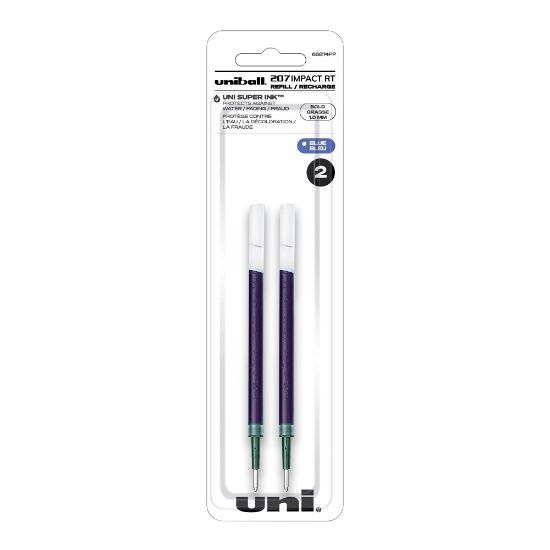 Picture of uni-ball 207 Impact RT Gel Pen Refills, Bold Point, 1.0 mm, Blue, Pack Of 2 Refills