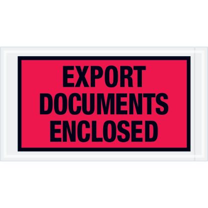 Picture of Tape Logic Preprinted Packing List Envelopes, Export Documents Enclosed, 5 1/2in x 10in, Red, Case Of 1,000