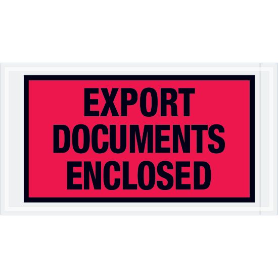 Picture of Tape Logic Preprinted Packing List Envelopes, Export Documents Enclosed, 5 1/2in x 10in, Red, Case Of 1,000