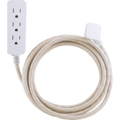 Picture of Cordinate 3 Outlet Extension Cord with Surge Protection, 10ft Braided Cord, Brown/White, 37916