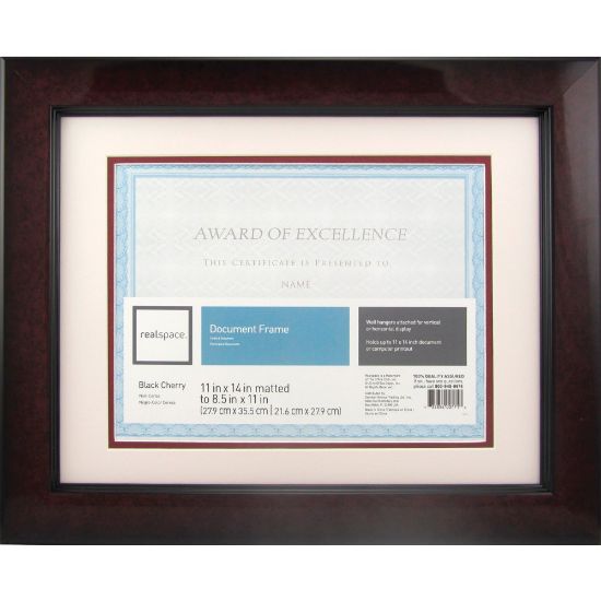 Picture of Realspace Plastic Photo/Document Picture Frame, 11in x 14in With Mat, Black Cherry