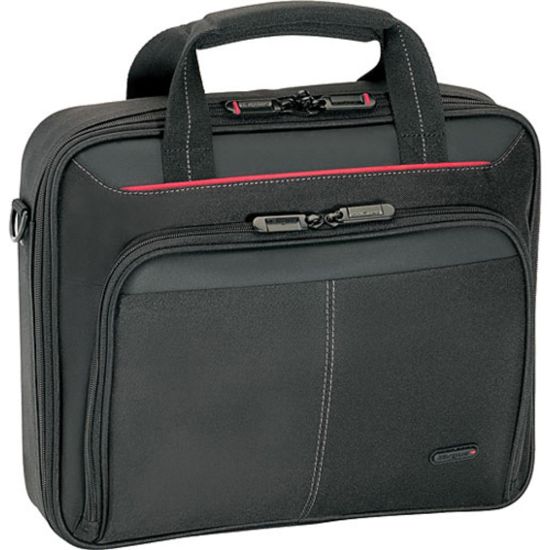 Picture of Targus Classic Clamshell Carrying Case With 16in Laptop Pocket, 12-3/4inH x 4-1/2inW x 15-3/4inD, Black/Red